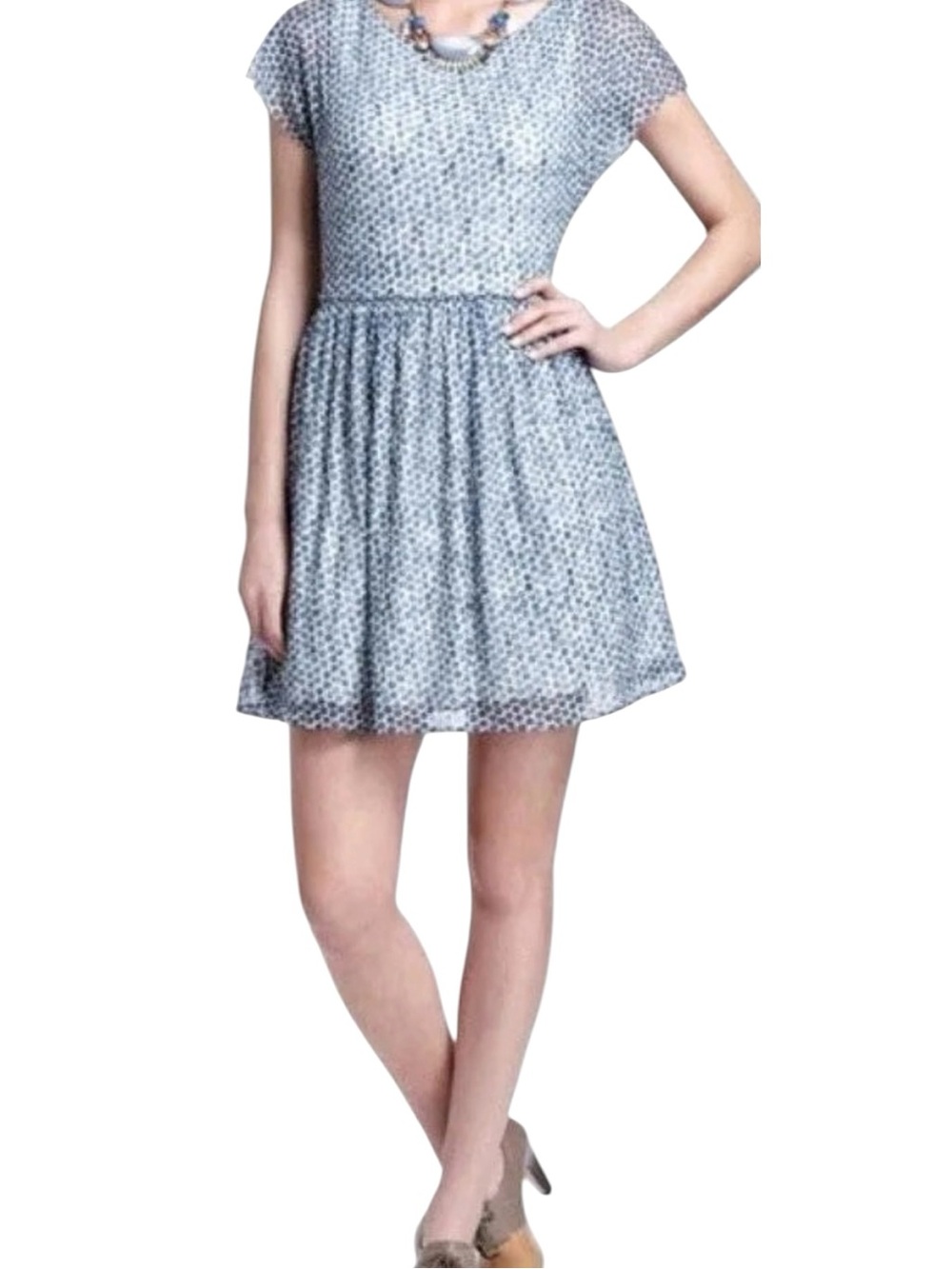 Anthropologie Weston Wear Teal Polka Dot Fit & Flare Dress Size Medium